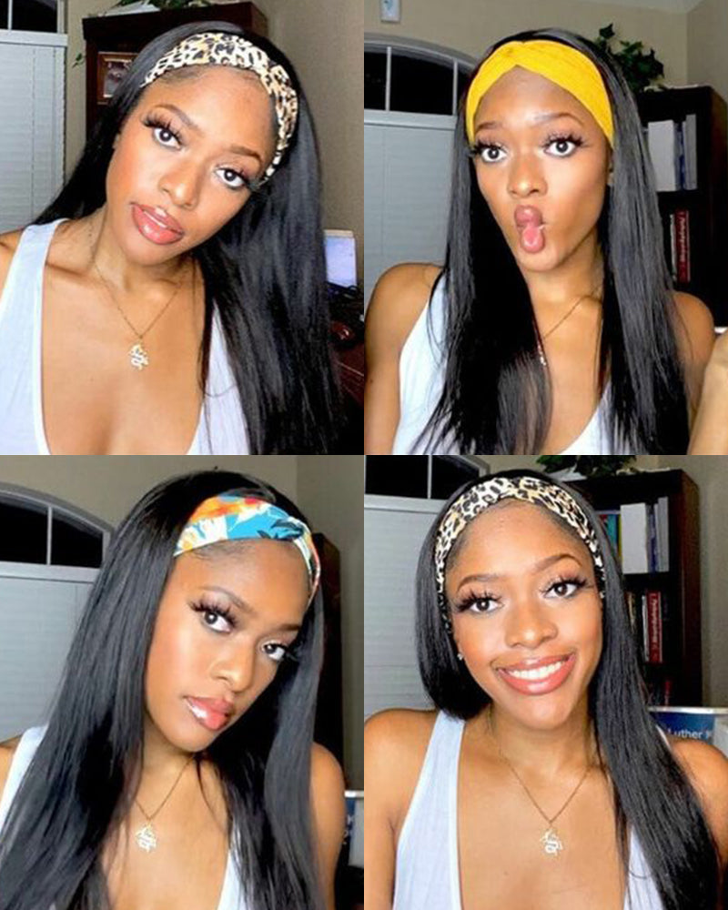 Arabella 3 In 1 Half Wig Glueless Silky Straight Wig Invisi Drawstring Natural Black Endless Protective Styles