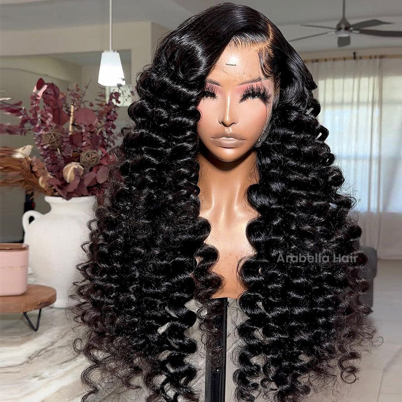 Arabella 【30" Super Sale】 6x5 Invisible Knots Glueless & 13x4 Lace Front Pre-Bleached Knots Natural Black Body Wave/Straight/Curly Human Hair Wig