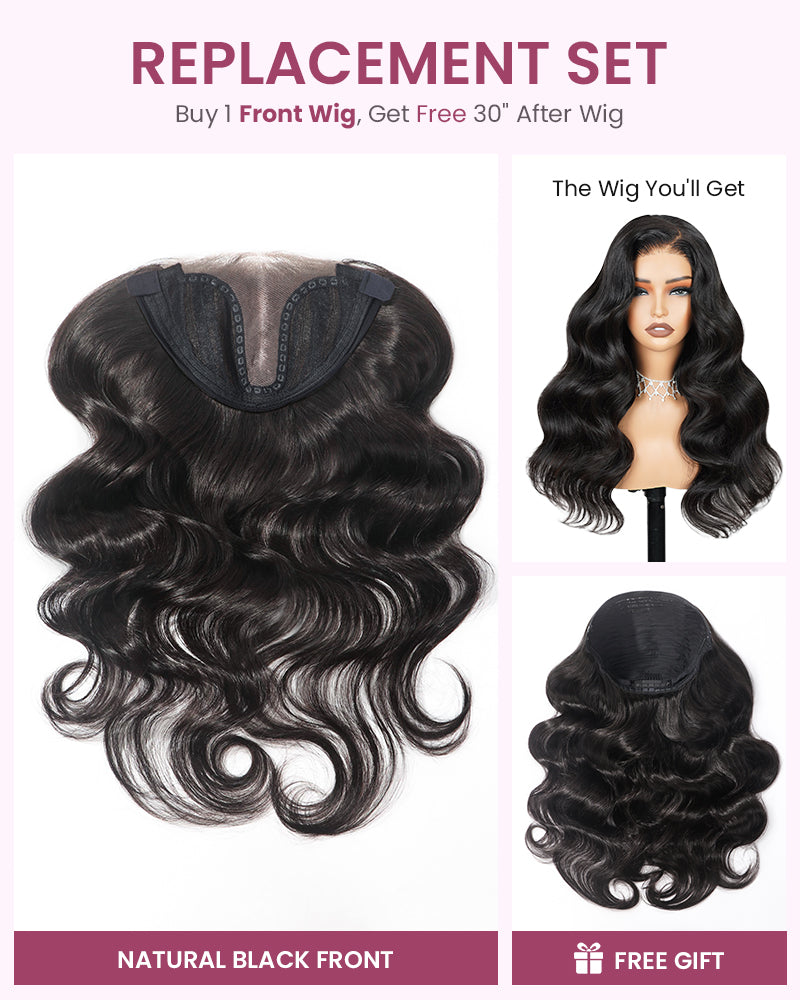 ZIP & Mix-All Wigs | Body Wave 6-Inch Deep Lace Color Optional Replaceable Front Wigs With Free 30 Inch After Wigs