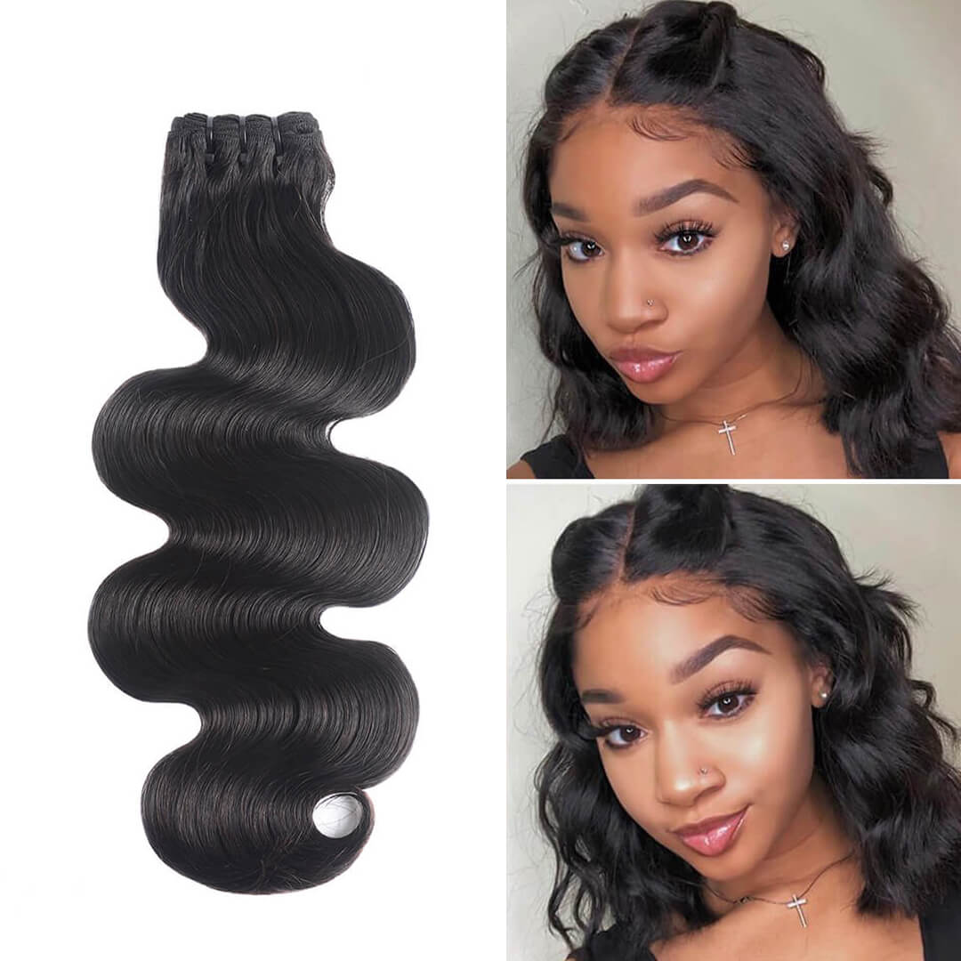 {15A 3Pcs} Double Drawn Full End Body Wave Unprocessed Hair Natural Black 3 Bundles/Pack