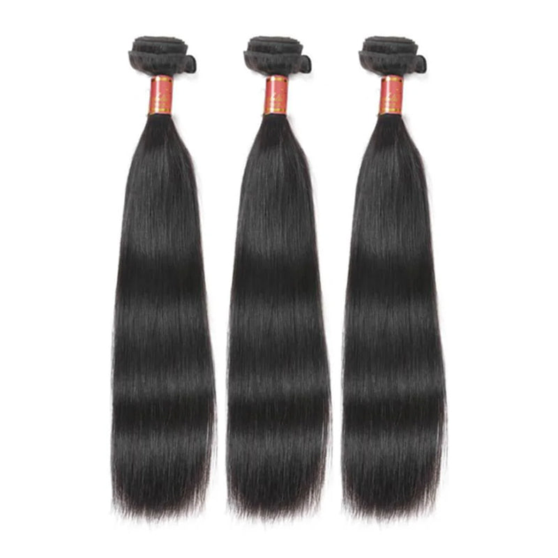 {15A 3Pcs} Super Double Drawn Straight Full End Unprocessed Natural Black 3 Bundles/pack Human Hair Extensions