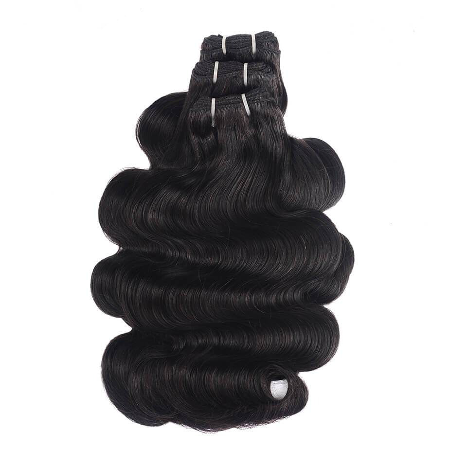 {15A 3Pcs} Double Drawn Full End Body Wave Unprocessed Hair Natural Black 3 Bundles/Pack