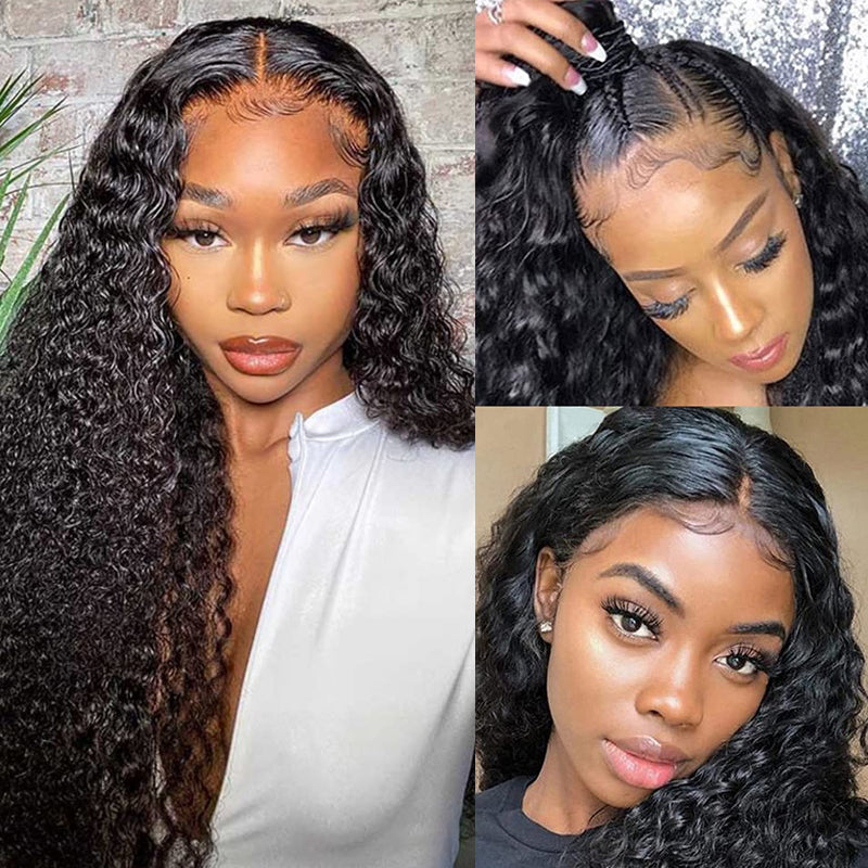 Arabella 360 Full Lace Glueless Deep Wave Wig Invisi Drawstring Natural Black Pull & Go
