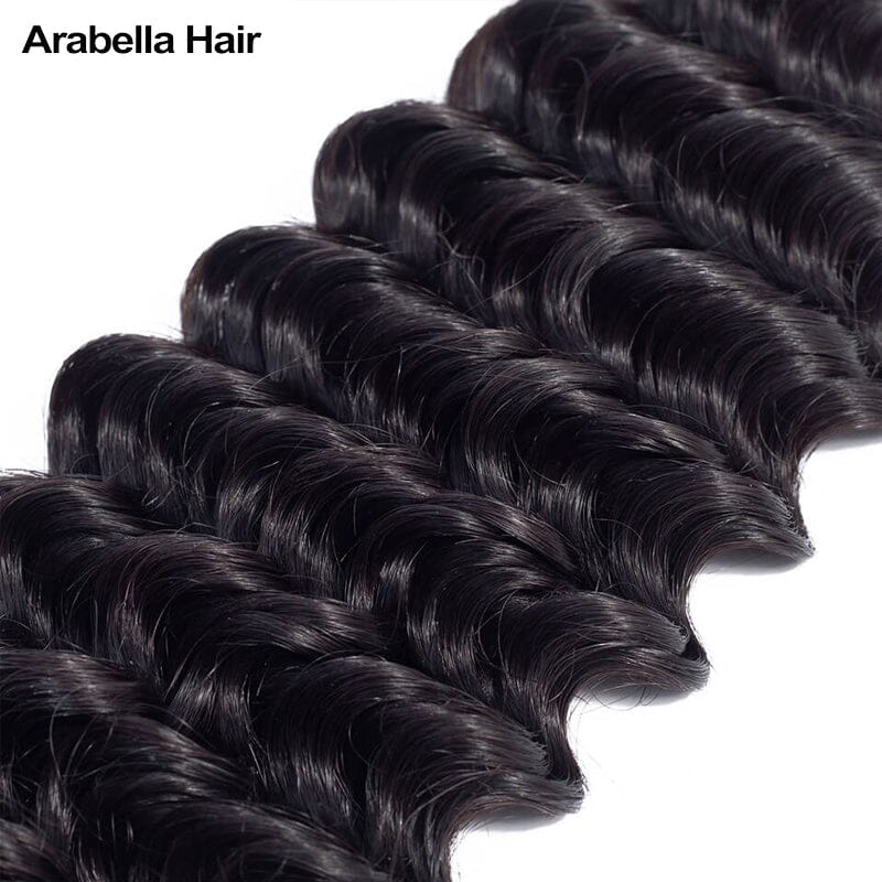 {12A 3Pcs} Deep Wave Unprocessed Virgin Brazilian Hair 3 Bundles 12A Grade Human Hair Arabella Hair