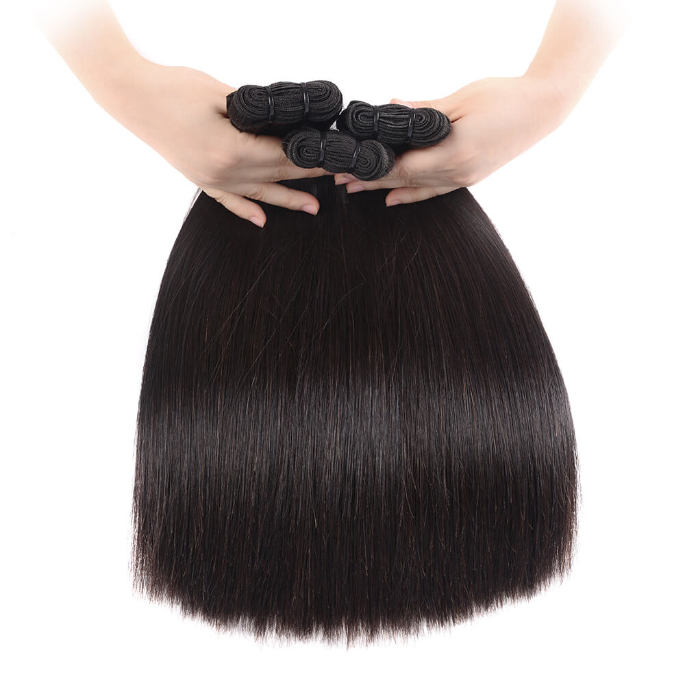 {15A 3Pcs} Super Double Drawn Straight Full End Unprocessed Natural Black 3 Bundles/pack Human Hair Extensions