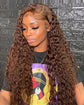 Glueless 13x4 Chestnut Dark Brown Lace Front Water Wave Glueless Wig Pre Plucked Human Hair Wigs