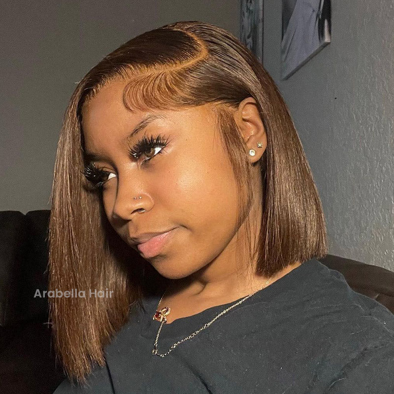 Minimalist Short Bob: Double Drawn Pre-Cut Glueless Lace Wig Straight 3D Cap Pre-Plucked Mini Knots