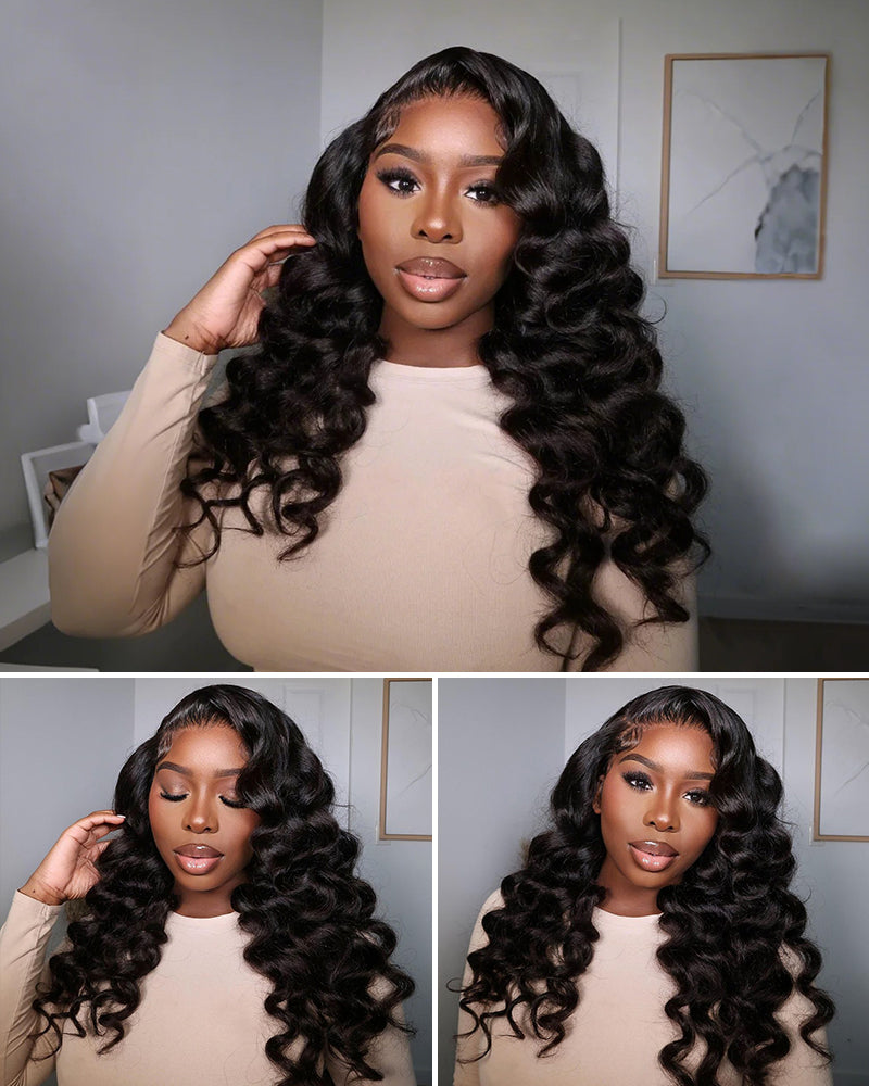 Pre-Cut 10x6 Parting Max Lace Loose Wave Easy-Wear Pre-Bleached Knots Natural Black Human Hair Wigs