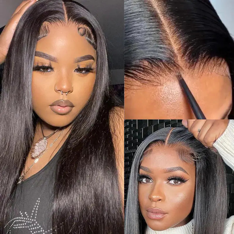 HD Lace Straight 13x4 Frontal Wig Invisible Swiss Lace Wig Real HD Lace Natural Black Free Part