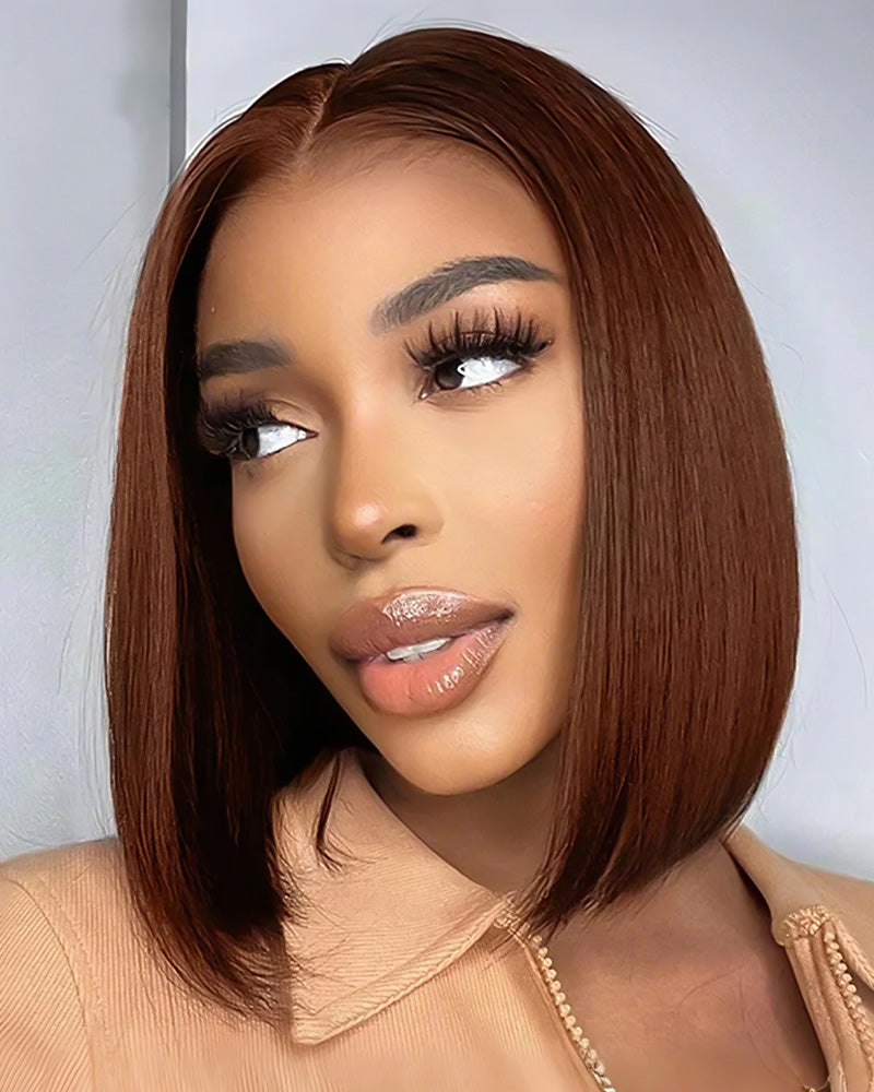 Minimalist Short Bob: Double Drawn Pre-Cut Glueless Lace Wig Straight 3D Cap Pre-Plucked Mini Knots