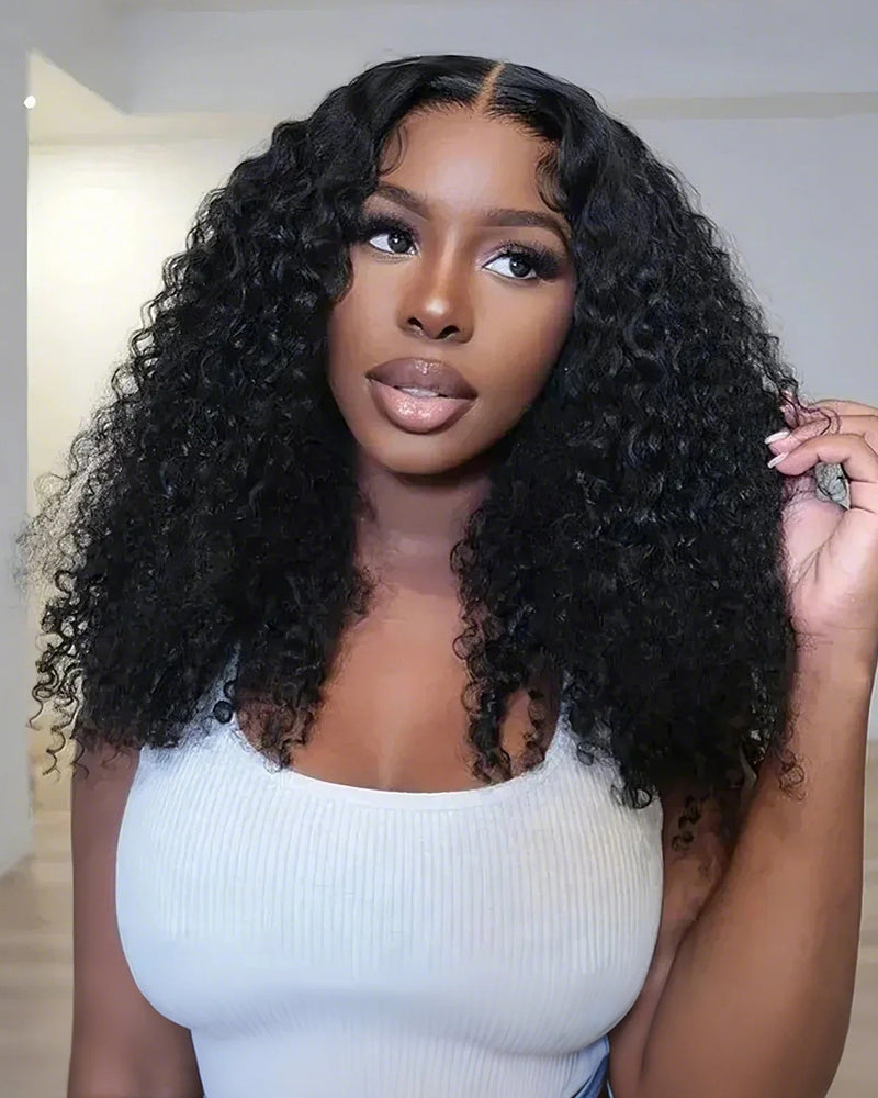 【Flash Sale】Glueless 4x4 Deep Wave Lace Wig Natural Black - Luxurious Curly Human Hair Wigs