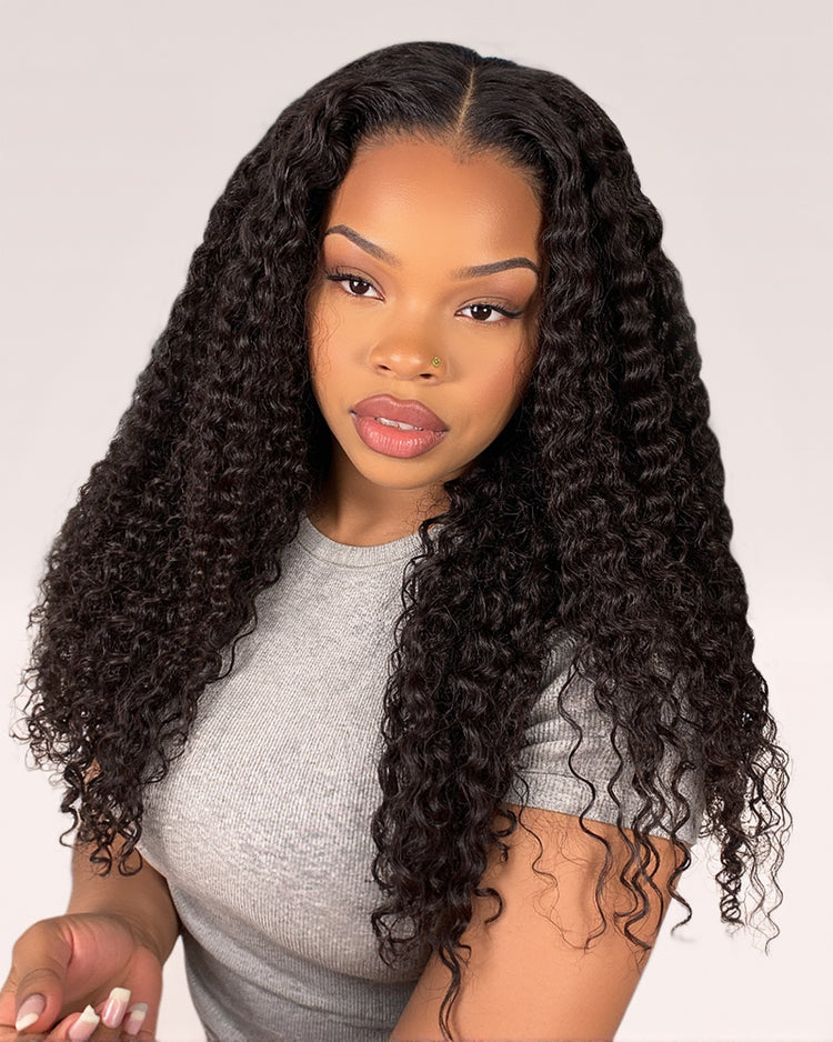 Arabella 13x4 Frontal Lace Loose Body Wave Wig Invisible Knots Natural Black Realistic Hairline Jerry Curly