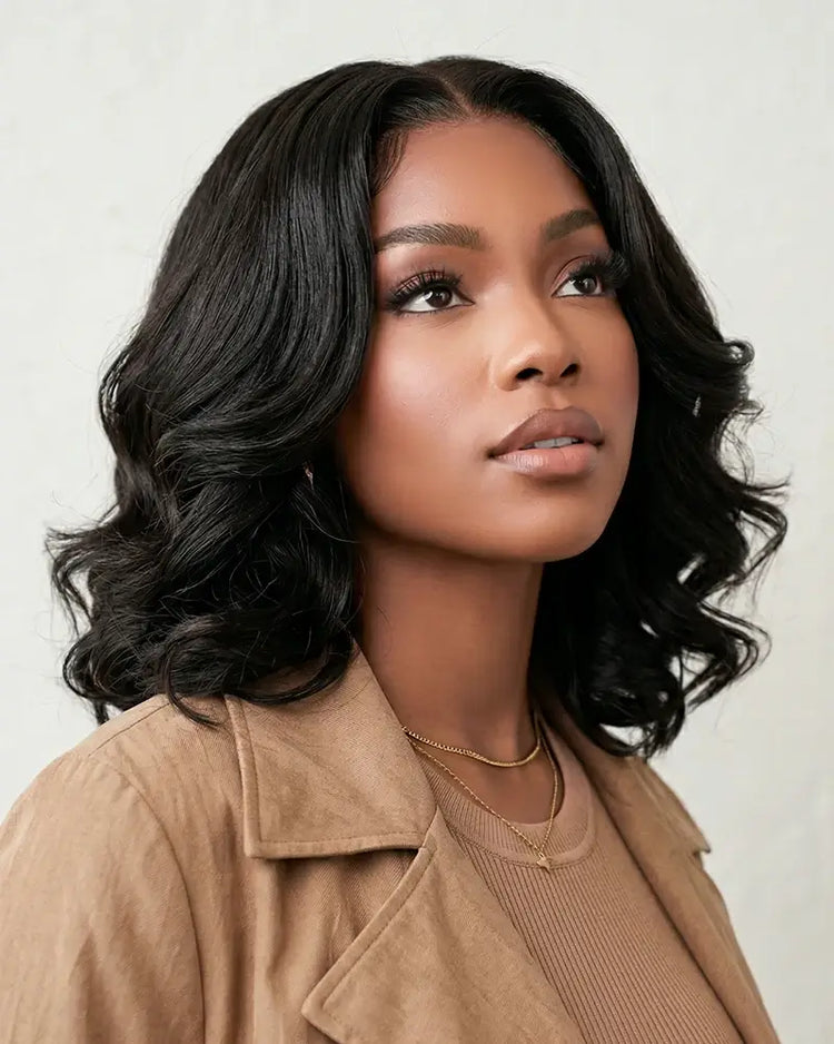 Arabella 6x5 invisible knots Glueless Loose Wave Bob Wig Pre-cut Lace Natural Black Beginner Friendly
