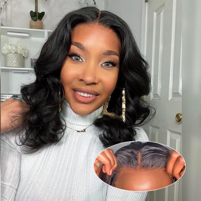 Bogo Sale | 6x5 Lace Highlight Color Body Wave 18inches+6-Inches Deep Lace Natural Color Loose Wave Bob 14inches