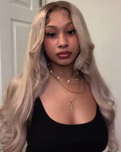Arabella 13x6 Three-Go™ Ash Blonde Ombre Glueless Wig Loose Body Wave With Drawstring 100% Human Hair Wig