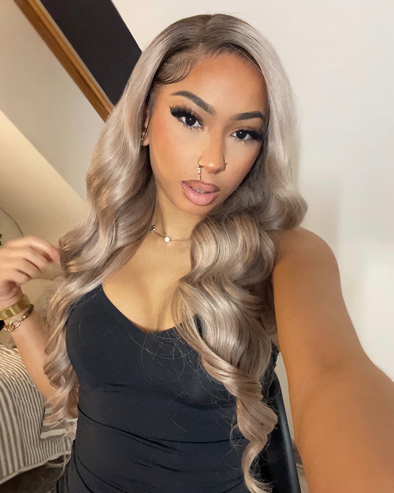 Arabella 13x4 Frontal Lace Ash Blonde Ombre Loose Body Wave Wig Pre-cut Lace Beginner Friendly