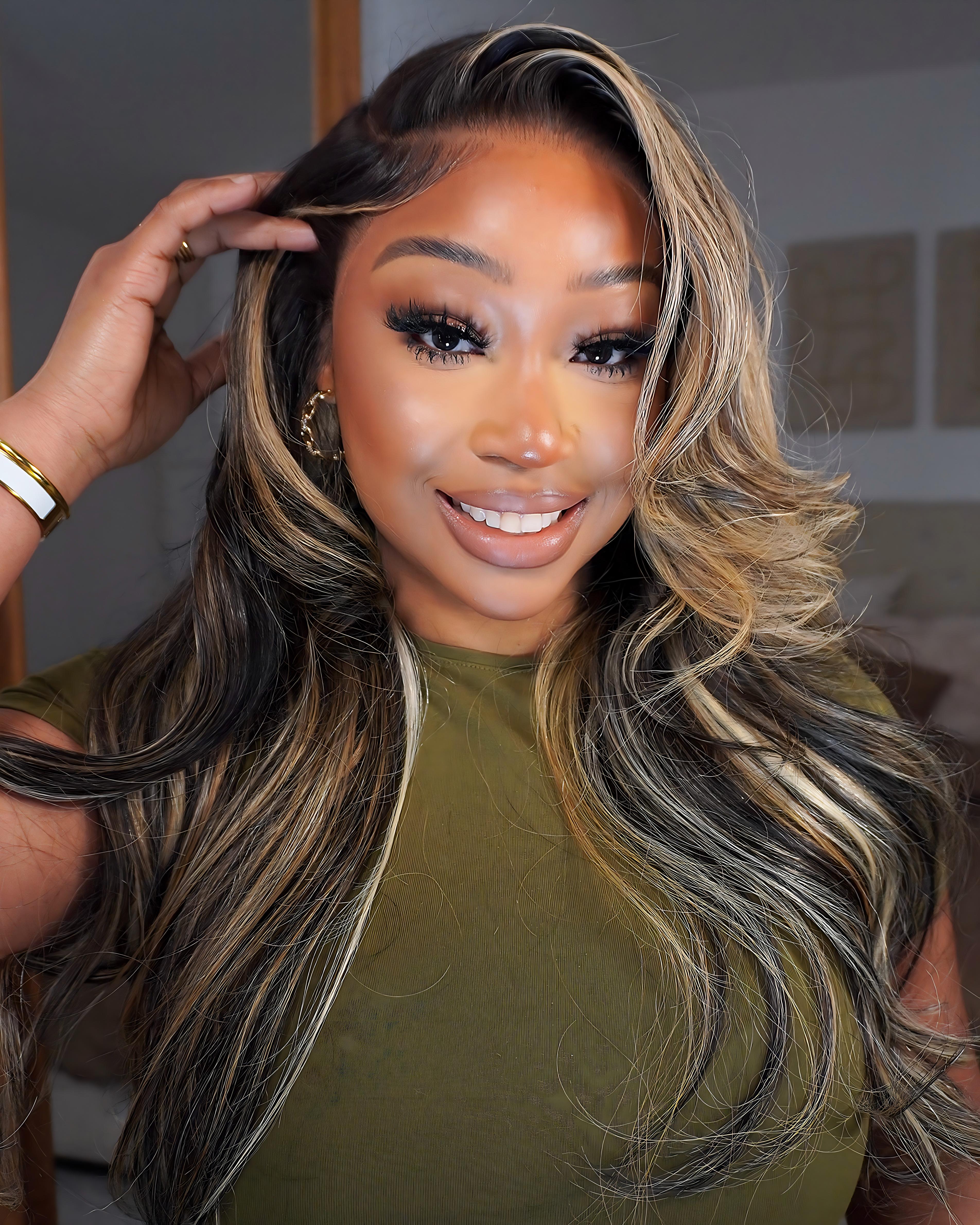 $100-$50 | Arabella 13x6 Pre-All Glueless/6x5 Pre-cut Glueless Lace/13x4 Frontal Lace Balayage Highlight Body Wave Wig Invisible Knots Realistic Hairline
