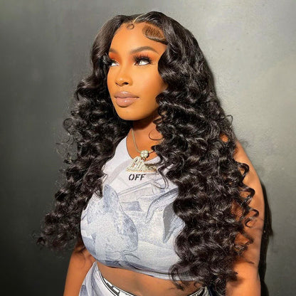 13x6 Lace Frontal Loose Wave Natural Black Human Hair Wig - Arabella Hair