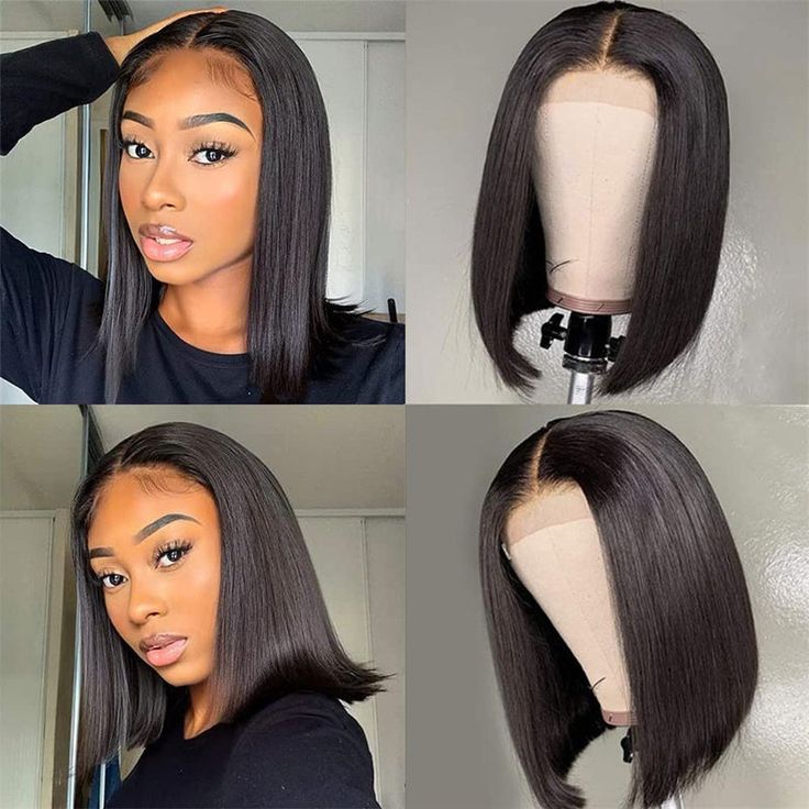 Minimalist Short Bob: 15A Straight Bob Wig - 13x4/13x6 Lace Front Free Part with Baby Hair