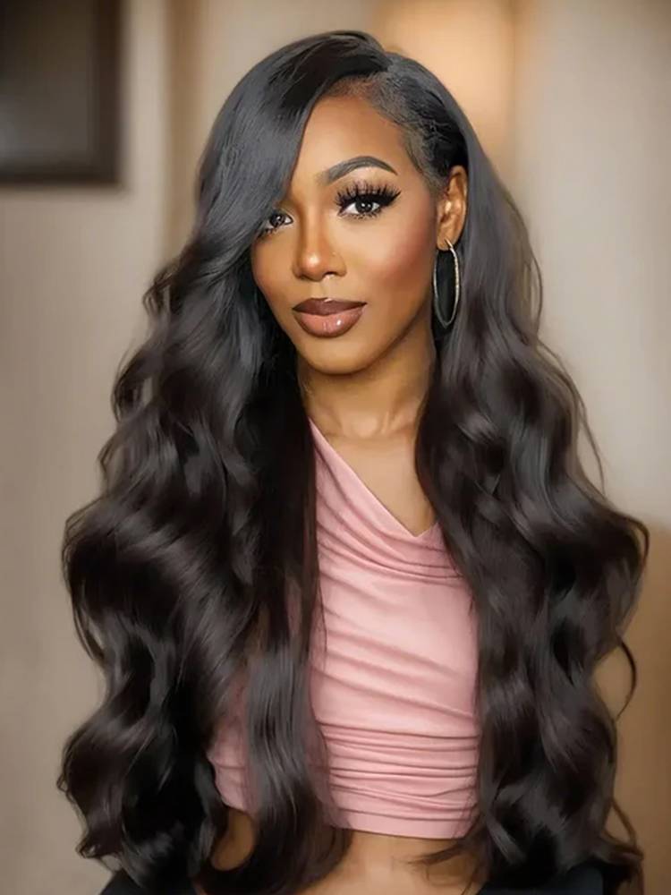 Arabella 【30" Super Sale】 6x5 invisible knots Glueless Natural Black Body Wave/Silky Straight Wig Pre-cut Lace