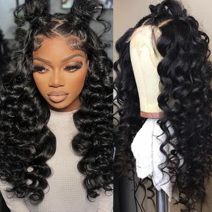 360 Lace Frontal Loose Wave Natural Black Human Hair Wig Free Part - Arabella Hair