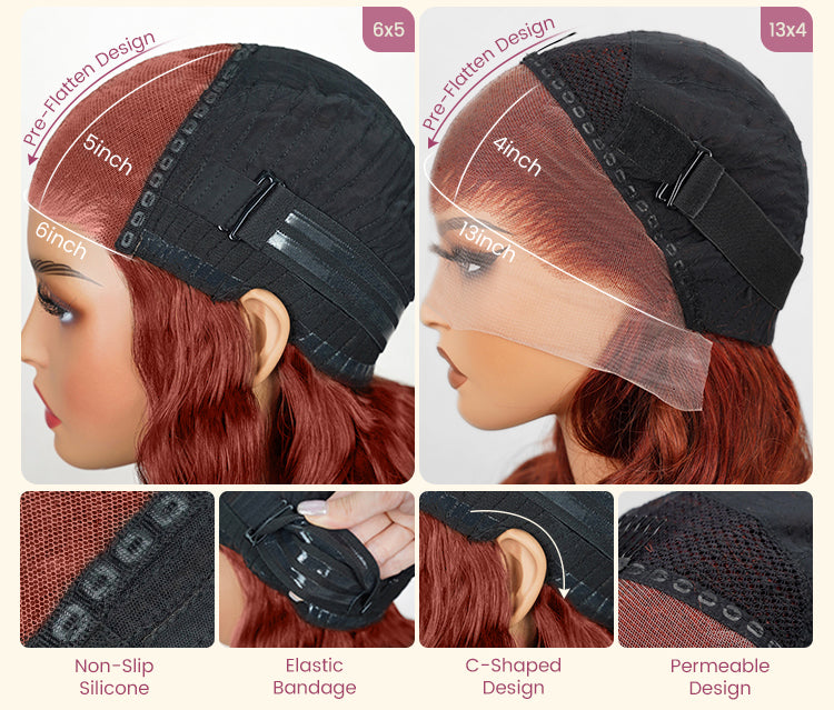 Reddish Brown Wig Lace Design Details