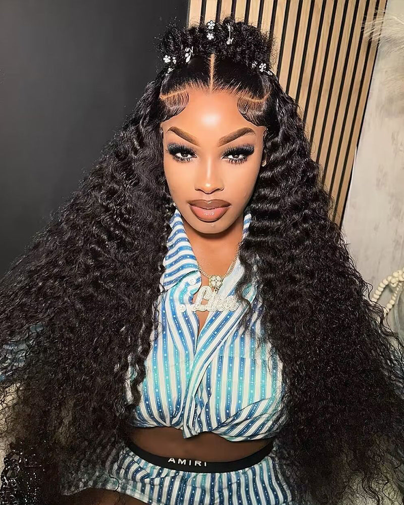 Jerry Curly Natural Black 360 Lace Frontal Human Hair Wig Free Part