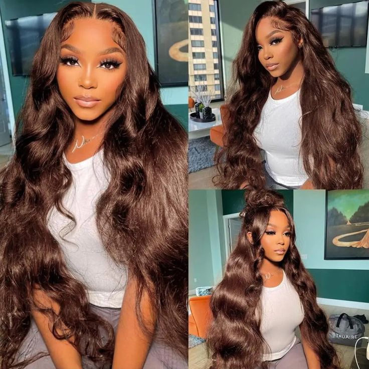 Flash Sale: Glueless Chestnut Dark Brown Color 4x4 Lace Closure Body Wave Human Hair Wig