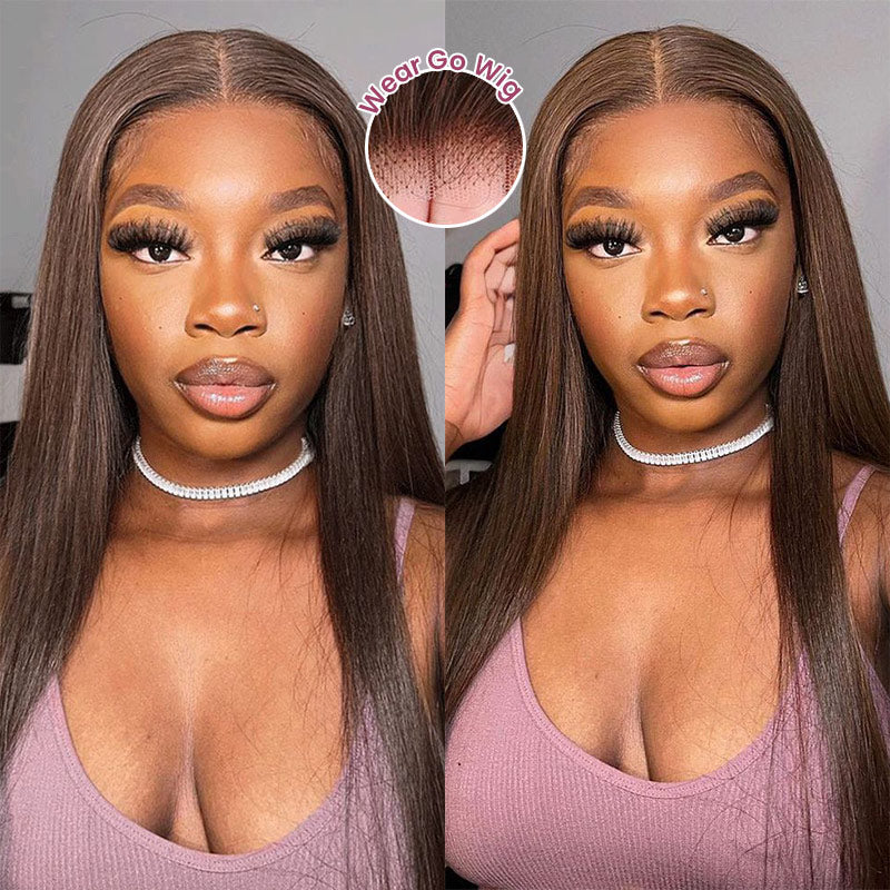 [Flash Sale] 4x4 Lace Closure Glueless Straight Wig Natural Black Human Hair Wigs