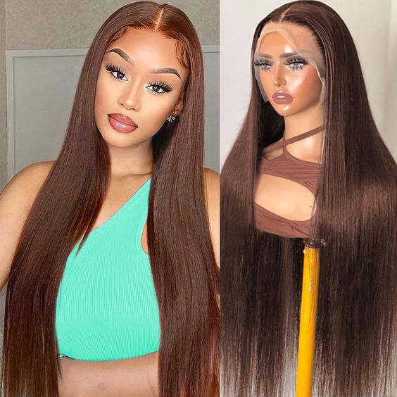 【$299 = 2 WIGS】Arabella 13x4 Frontal Lace Chocolate Brown Straight Wig Pre-cut Lace Realistic Hairline