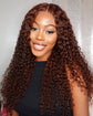 Glueless 13x4 Chestnut Dark Brown Lace Front Water Wave Glueless Wig Pre Plucked Human Hair Wigs