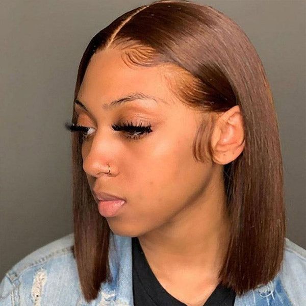 Minimalist Short Bob: Double Drawn Pre-Cut Glueless Lace Wig Straight 3D Cap Pre-Plucked Mini Knots