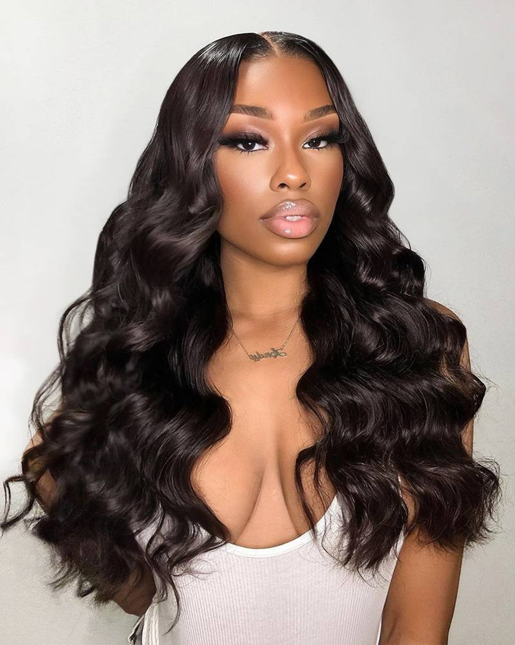 【$299 = 2 WIGS】28” Arabella 4x4 Lace Closure Loose Deep Wave Wig Realistic Hairline Natural Black 100% Human Hair Wig