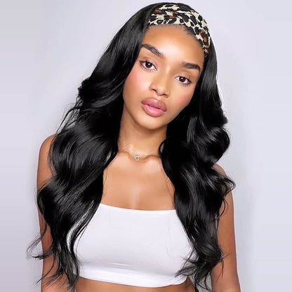 Headband Easy Wear Glueless Wig for Beginners - Natural Black Human Hair Protective Style