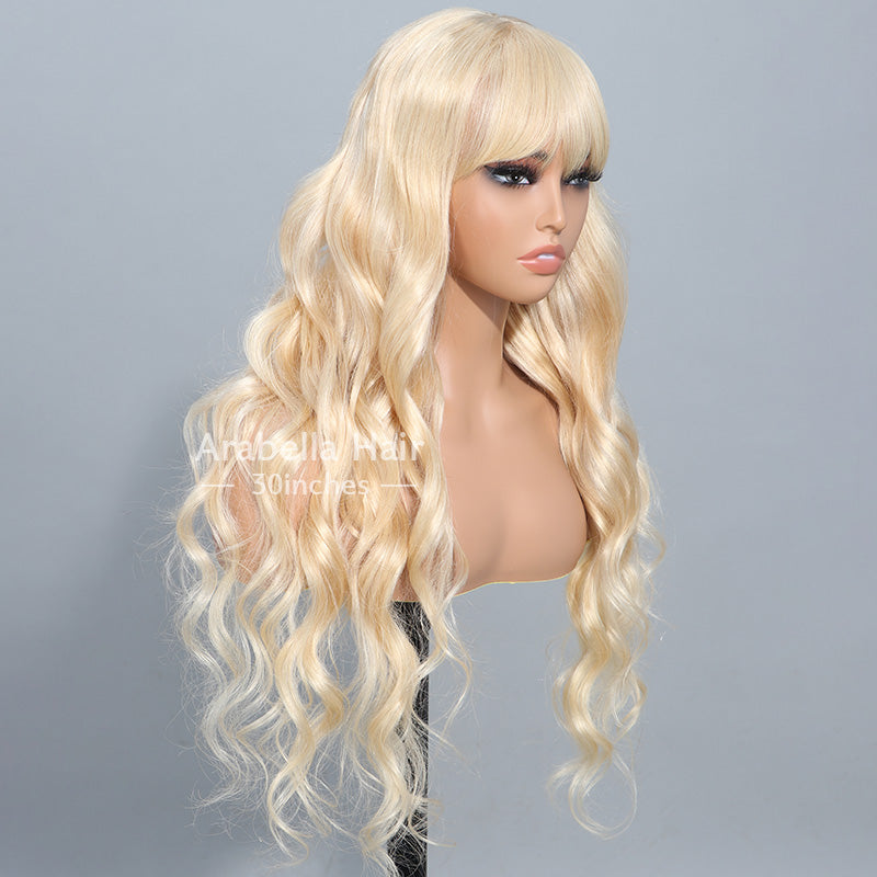 000$300-$150 | 613 Blonde Glueless 3x2 Lace Wig Body Wave Color Wigs With Bangs High Quality