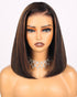 Arabella $89 Final Deal Price 13x4/6x5 Lace Auburn Highlights On Black/Balayage Highights/Blonde Straight Bob Wig 14" 6x5 Lace Auburn Highlights On Black