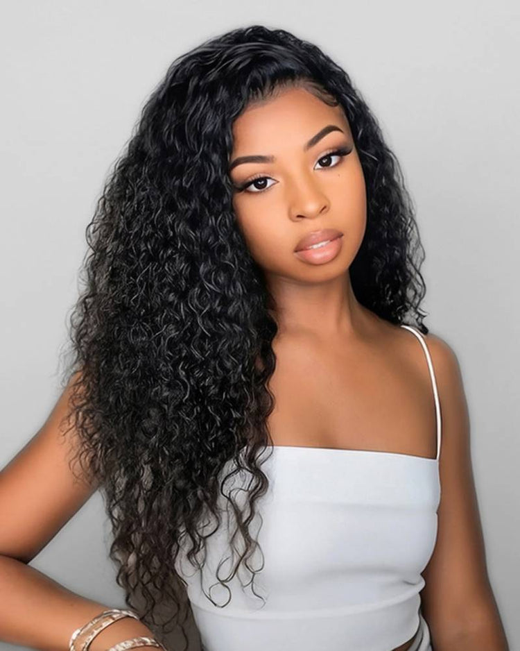 Arabella 6x5 Invisible Knots Glueless Deep Curly Wig Pre-cut Lace Natural Black Beginner Friendly