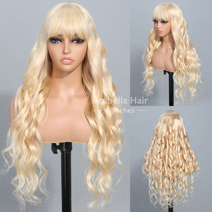 000$300-$150 | 613 Blonde Glueless 3x2 Lace Wig Body Wave Color Wigs With Bangs High Quality
