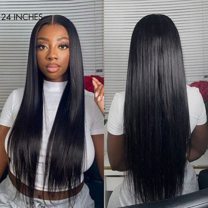 Glueless 6x5 Pre-Cut Lace Closure Straight Easy-Wear Upgrade HD Lace Natural Black Human Hair Wig Beginner-Friendly