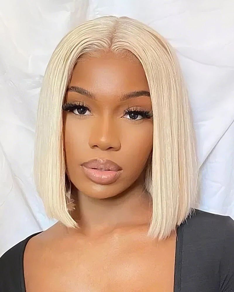 [Clearance Sale] 10&quot; 13x4 Lace Frontal Colored Straight Bob Wig Free Part Human Hair Wigs