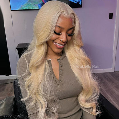 Easily Redyed 613 Silky Straight 6x5 Closure Lace Glueless Mid Part Long Wig 100% Virgin Human Hair