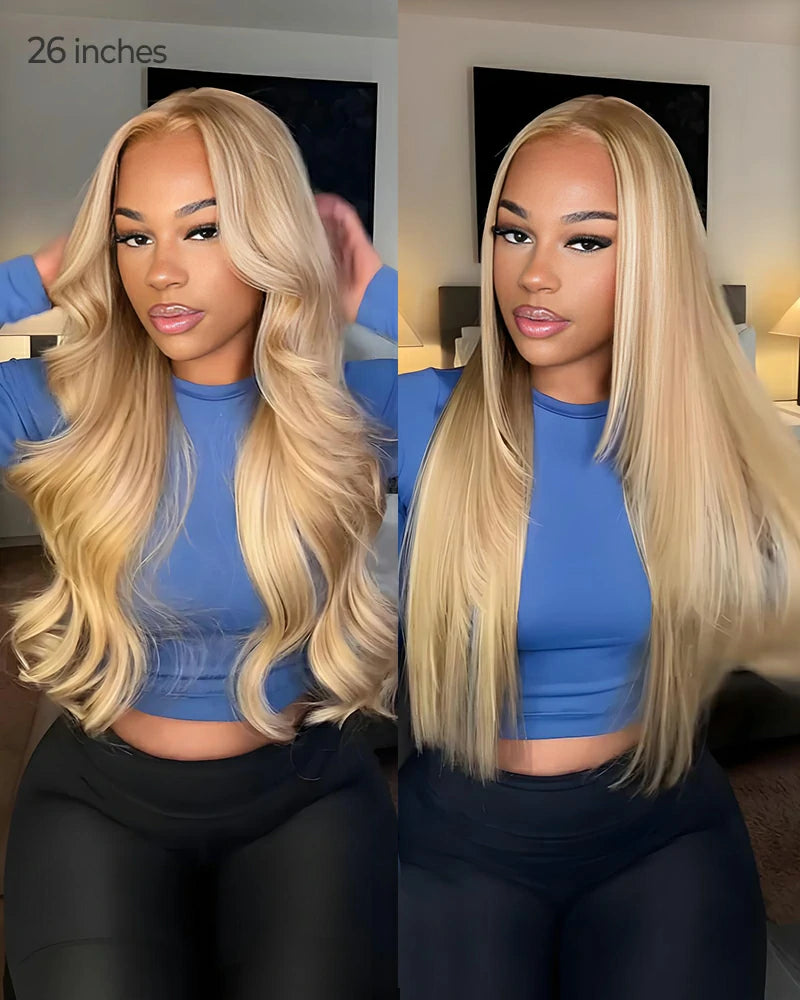 Arabella 13x6 Three-Go™ Blonde Khaki Highlight Glueless Loose Body Wave With Drawstring 100% Human Hair Wig