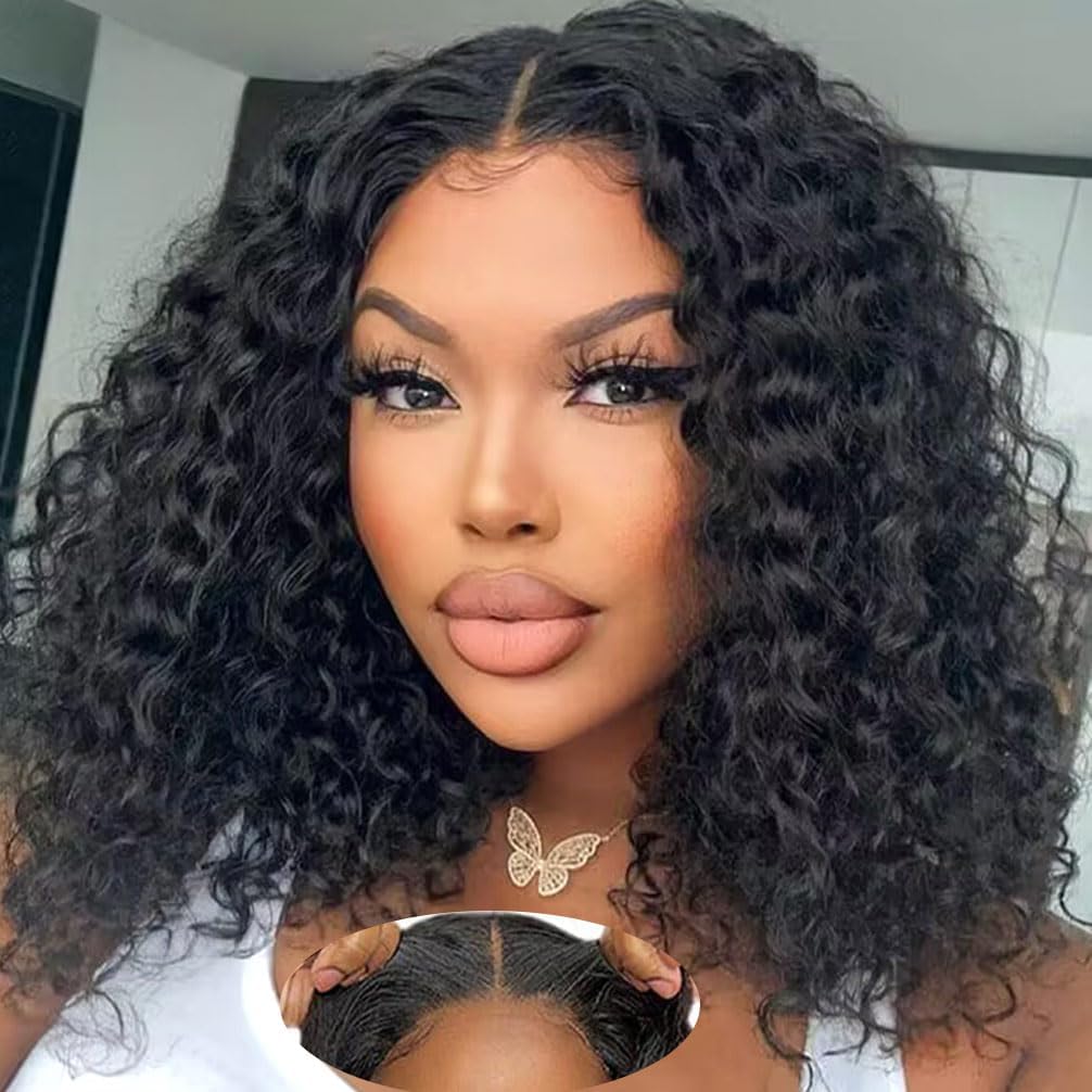 Bogo Sale | Straight 18inches+Deep Curly Bob-Natural Black-6x5 Lace