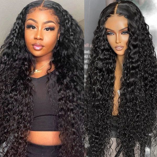 Flash Sale: Water Wave 4x4 Lace Closure Glueless Natural Black Human Hair Wigs