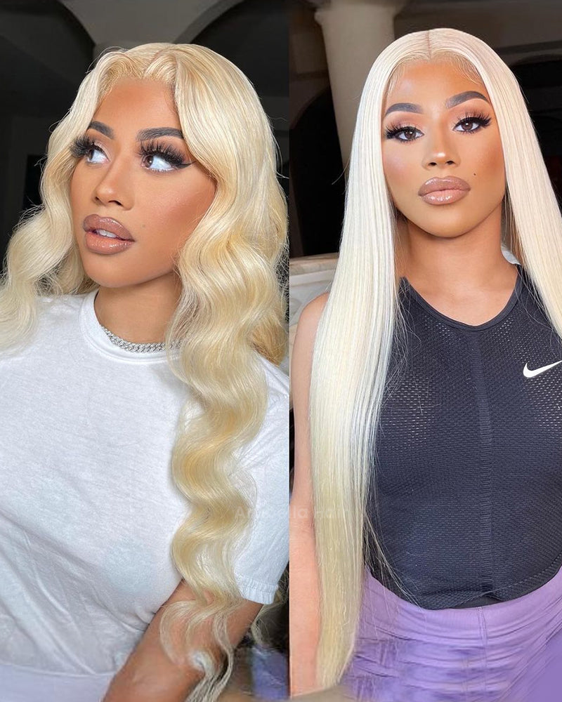 【Subscriber Deal】Arabella 13x4 Frontal Lace &amp; 6x5 Invisible Knots Glueless 613 Blonde Body Wave Wig Invisible Knots Realistic Hairline