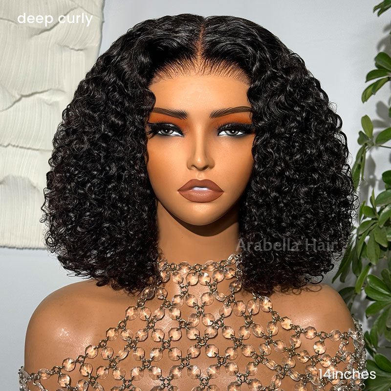 Minimalist Glueless 6x5 Pre-Cut Lace Deep Curly Natural Black Human Hair Wig