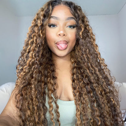 Flash Sale: Glueless Closure Lace Wavy Wig with Honey Blonde Piano Highlights