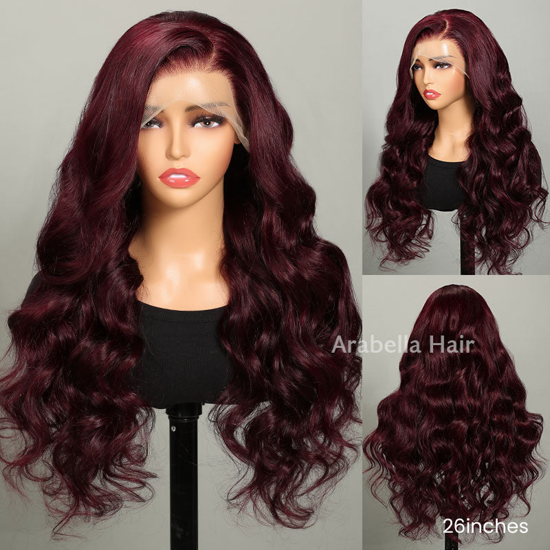 【Super Sale】Dark Purple Plum Color Wigs - Body Wave 13x4/5x6 Lace Frontal Wigs Preplucked Human Hair Wigs