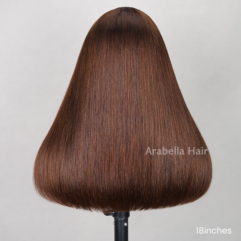 Glueless 6x5 Lace Pre-Cut Dark Brown Colored Straight Bleached Knots Easy-Wear Human Hair Wigs