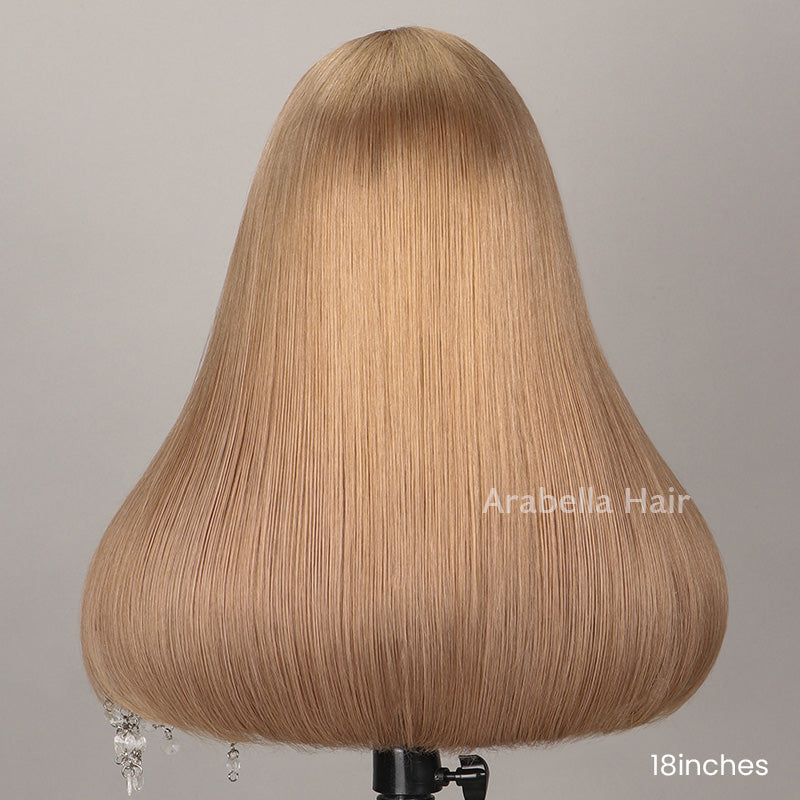 【Limited Design】Ash Honey Blonde Colored Easy-Wear Glueless 6x5 Pre-Cut Lace Straight Bob Wig With Bleached Knots Human Hair Wigs